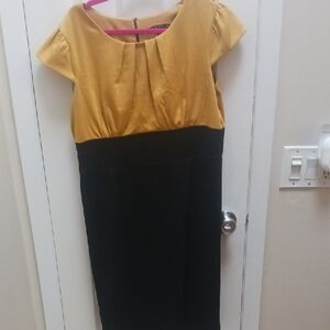 Tiana B. Gold and Black Midi Dress